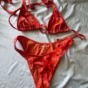 Red Floral Bikini Set